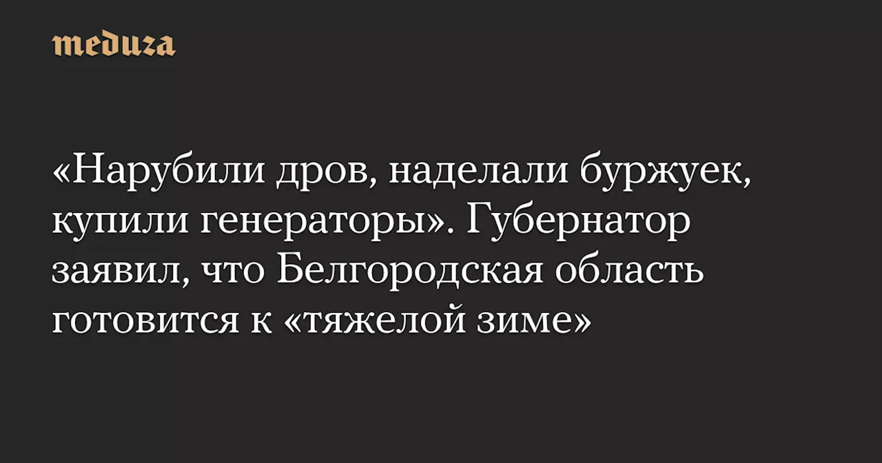 «Нарубили дров, наделали буржуек, купили генераторы». Губернатор заявил, что Белгородская область готовится к «тяжелой зиме» — Meduza