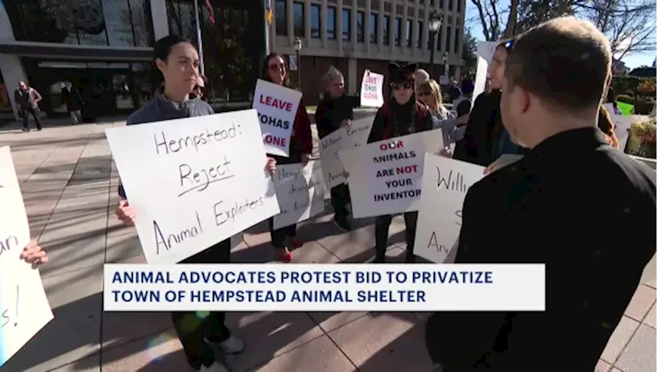 Animal advocates protest bid to privatize the town animal shelter at Hempstead Town Hall