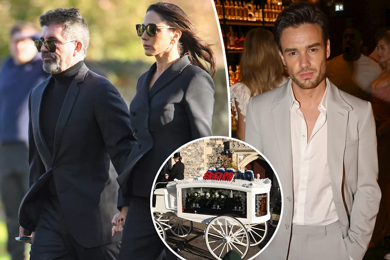 Simon Cowell and fiancée Lauren Silverman hold hands while attending Liam Payne's funeral