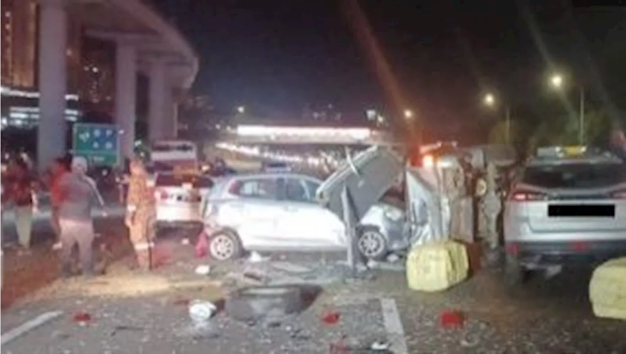 Man trapped in a seven-vehicle crash on the NKVE Highway