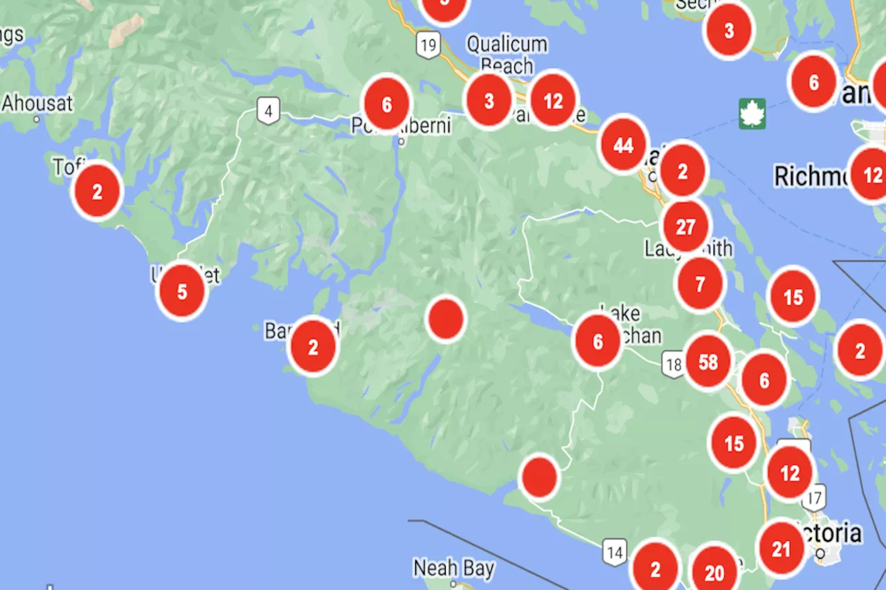 'Bomb cyclone' leaves thousands without power, shuts down Vancouver Island highways