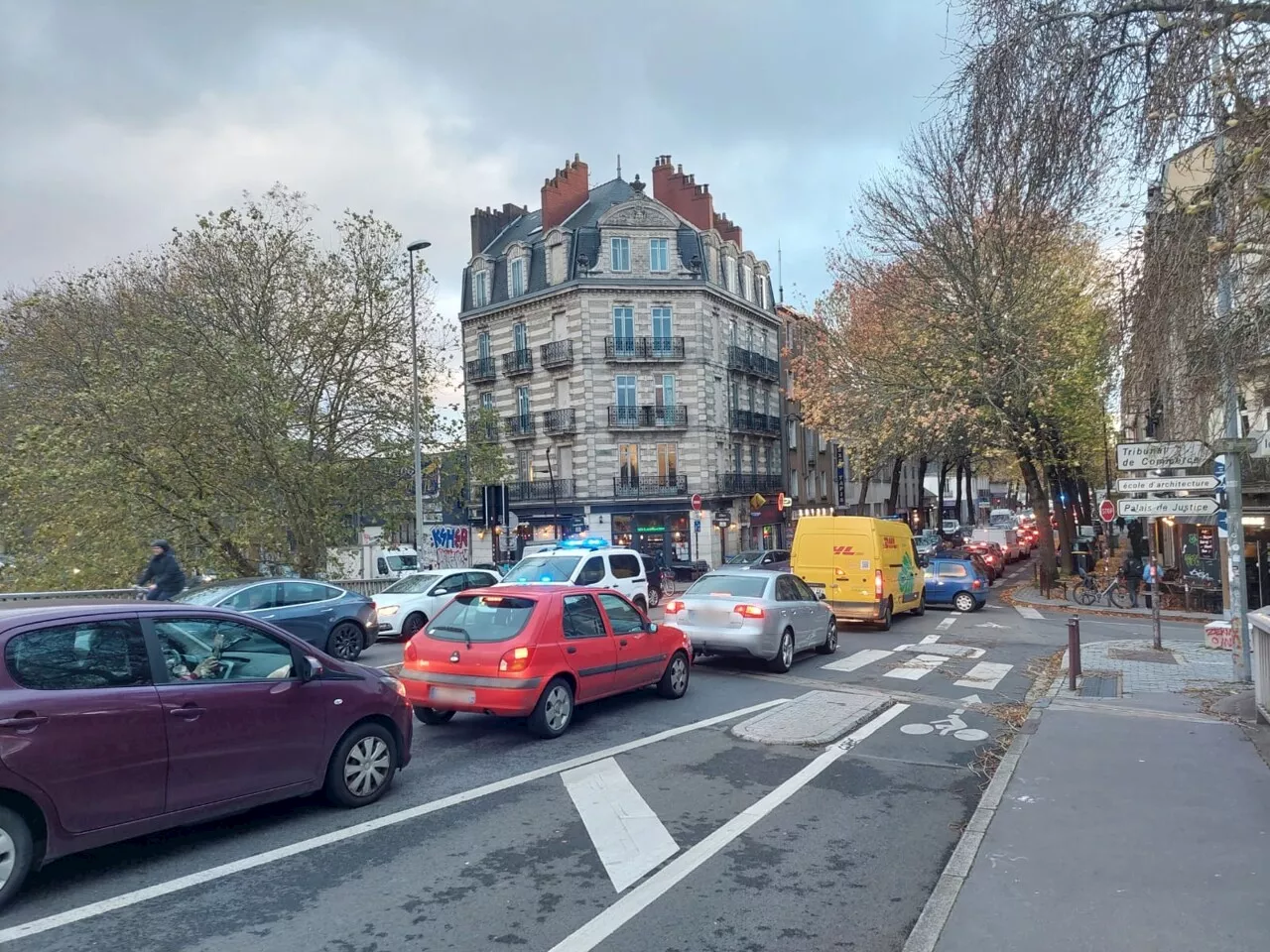 Tempête Caetano à Nantes : des bouchons conséquents, la circulation saturée