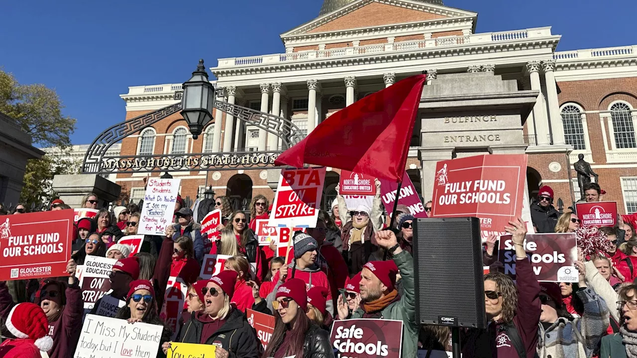 Striking teachers remain on picket line in 3 Massachusetts communities