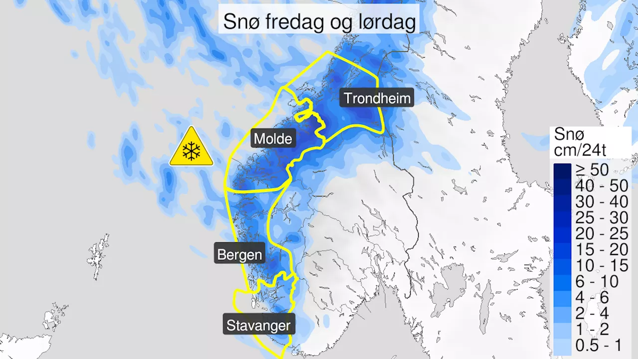 Sender ut gult farevarsel om snø i deler av Vestland