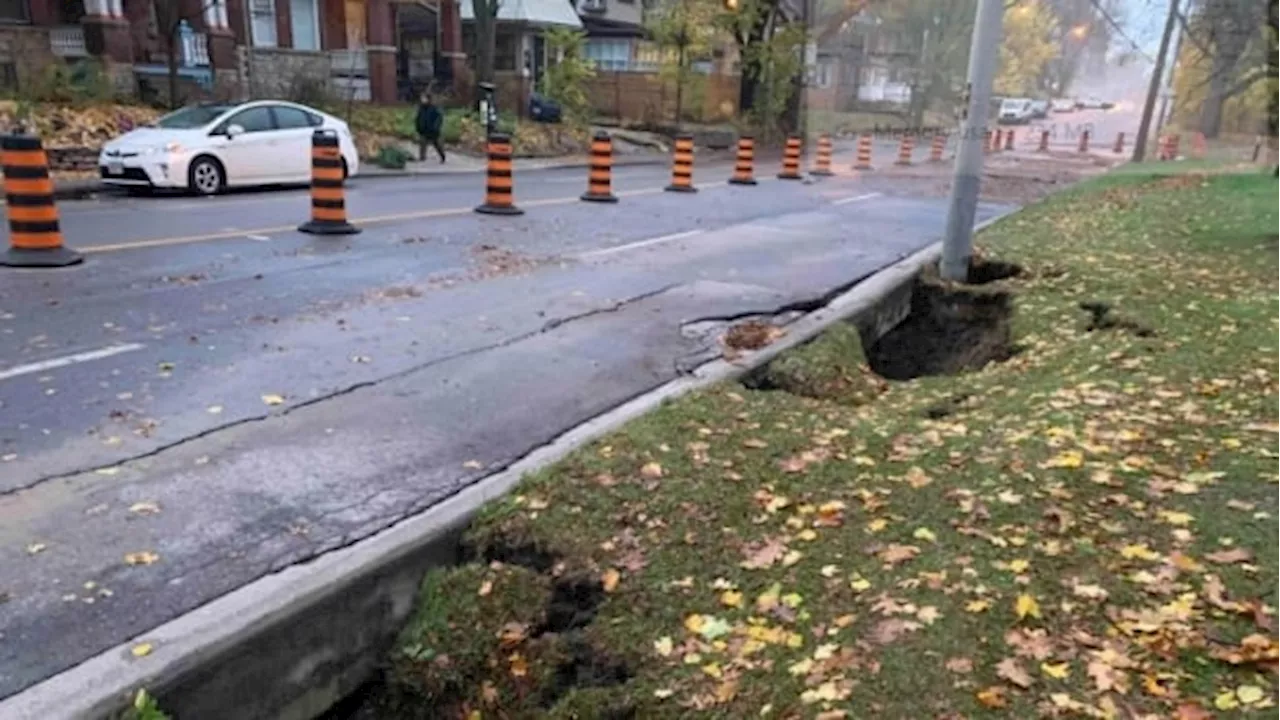 Sinkhole causes closure of Parkside Drive in Toronto's west end