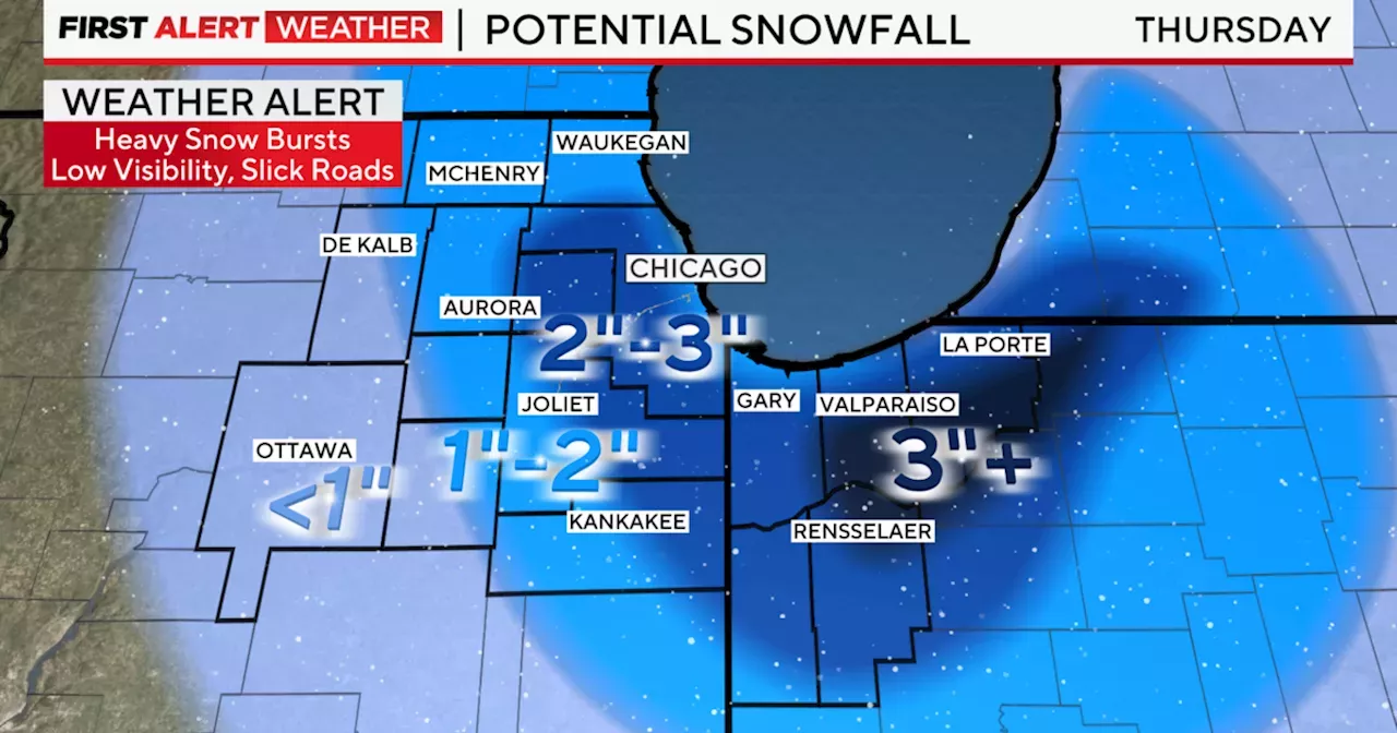 Maps show how much snow Chicago is expected to get Thursday Snow