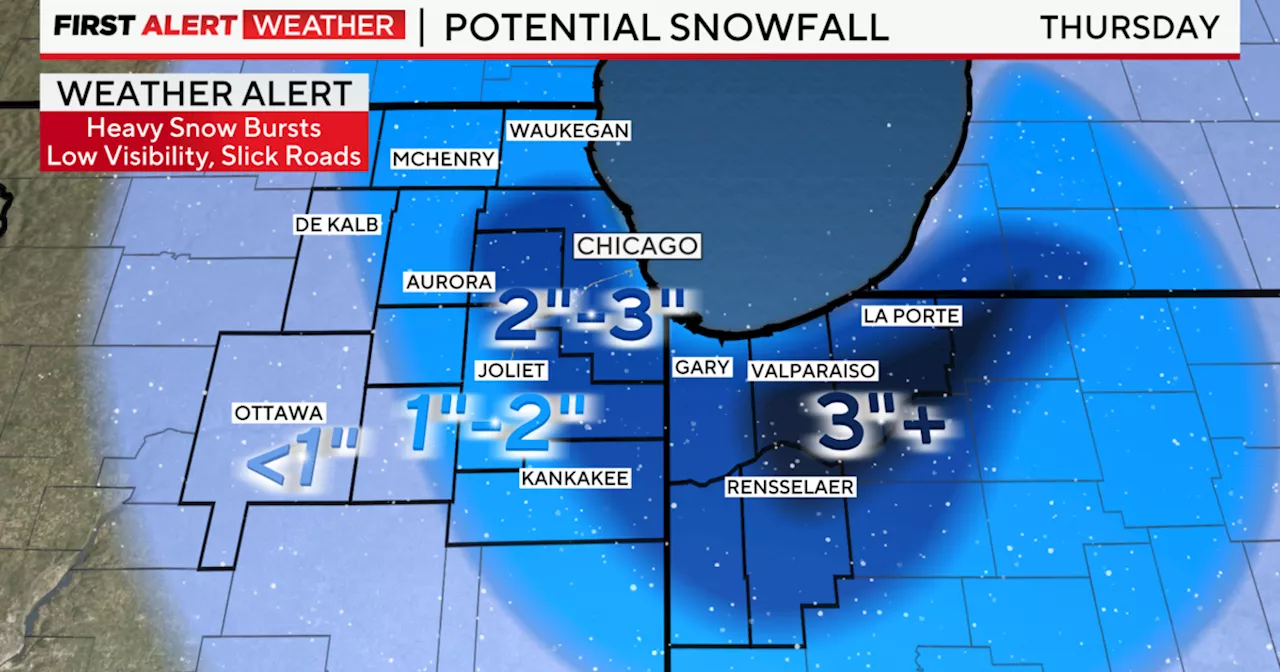 Maps show how much snow Chicago is expected to get Thursday