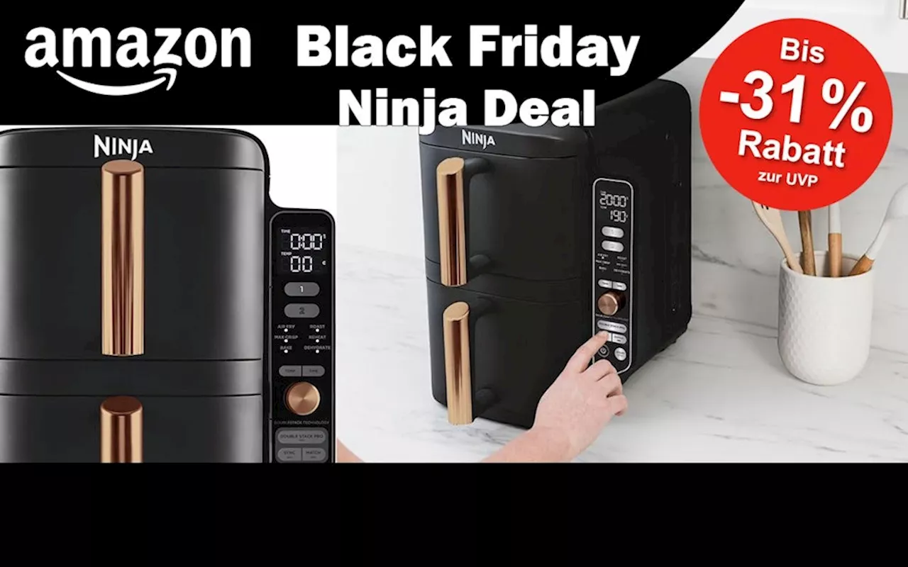 Mega Heißluftfritteusen Angebot von Ninja bei Amazon: Ninja Double Stack XL Heißluftfritteuse mit 31% Rabatt