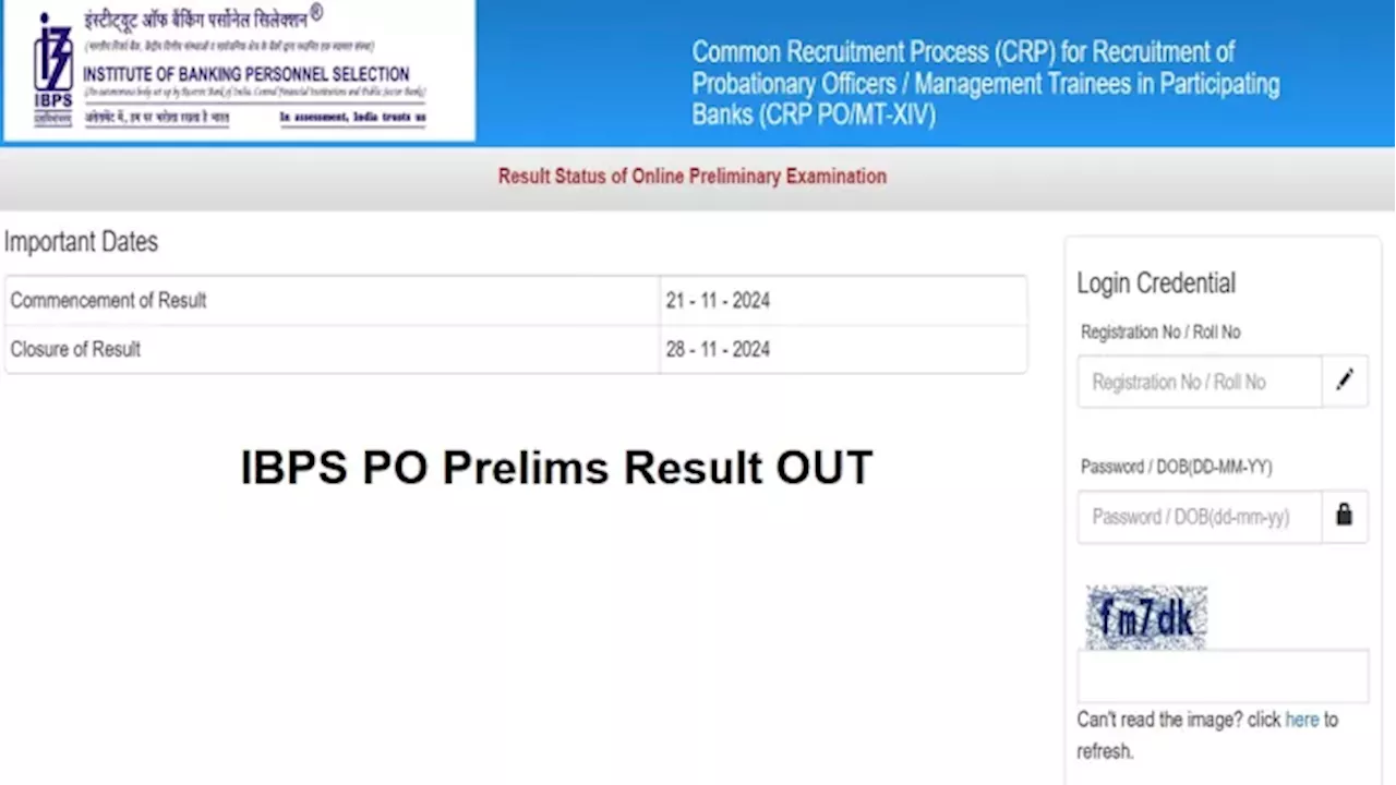 IBPS PO Prelims Result OUT: आईबीपीएस पीओ प्रीलिम रिजल्ट ibps.in पर घोषित, यहां दिए डायरेक्ट लिंक से डाउनलोड करें स्कोरकार्ड