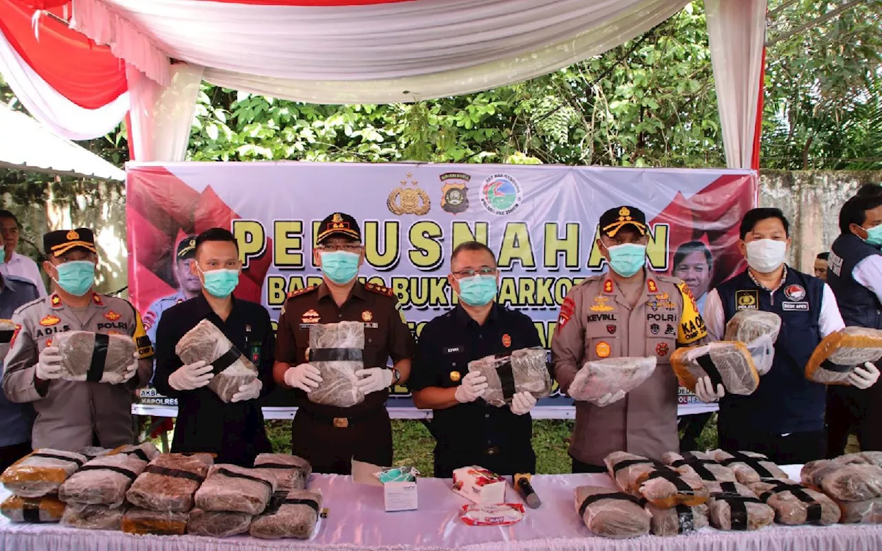 Polres OKU Timur Musnahkan 35,74 Kilogram Ganja Kering