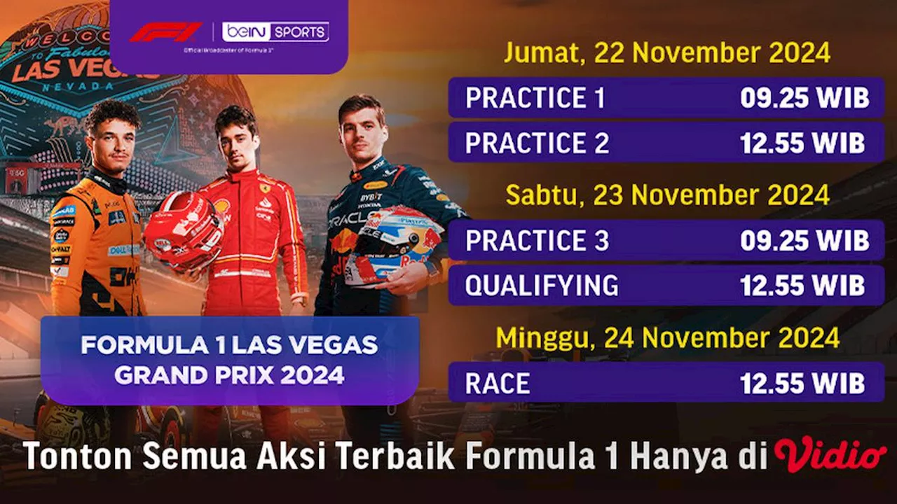 Jadwal dan Live Streaming Formula 1 Las Vegas Grand Prix 2024 di Vidio