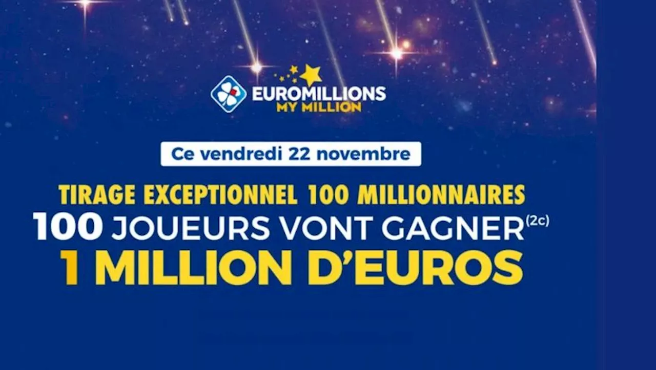 EuroMillions : Jackpot exceptionnel de 189 millions € et 100 millionnaires garantis ce vendredi 22 novembre