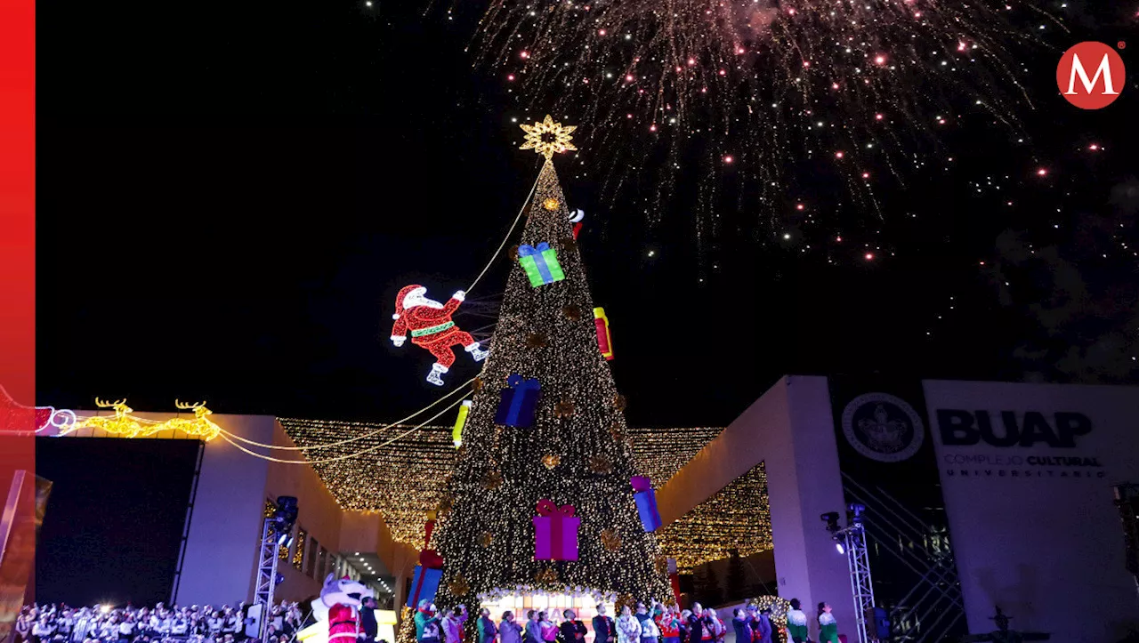 ¡Navidad llegó! Lilia Cedillo encabeza encendido de árbol en el CCU de la BUAP