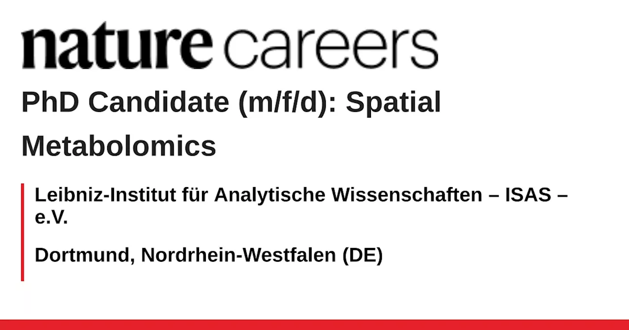 Dortmund, Nordrhein-Westfalen (DE) job with Leibniz-Institut für Analytische Wissenschaften – ISAS