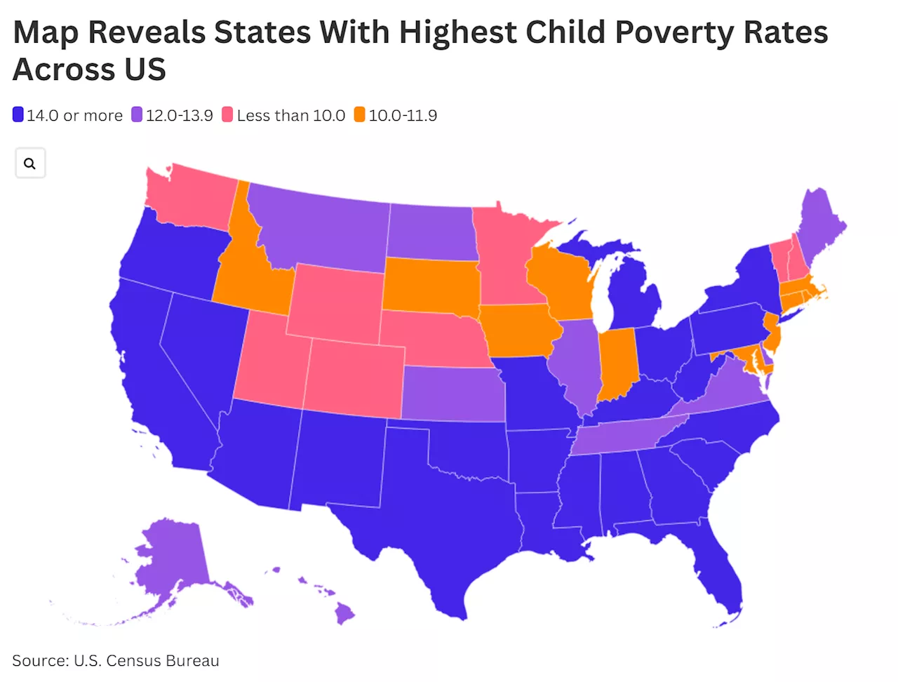 Map Reveals States With Highest Child Poverty Rates Across US