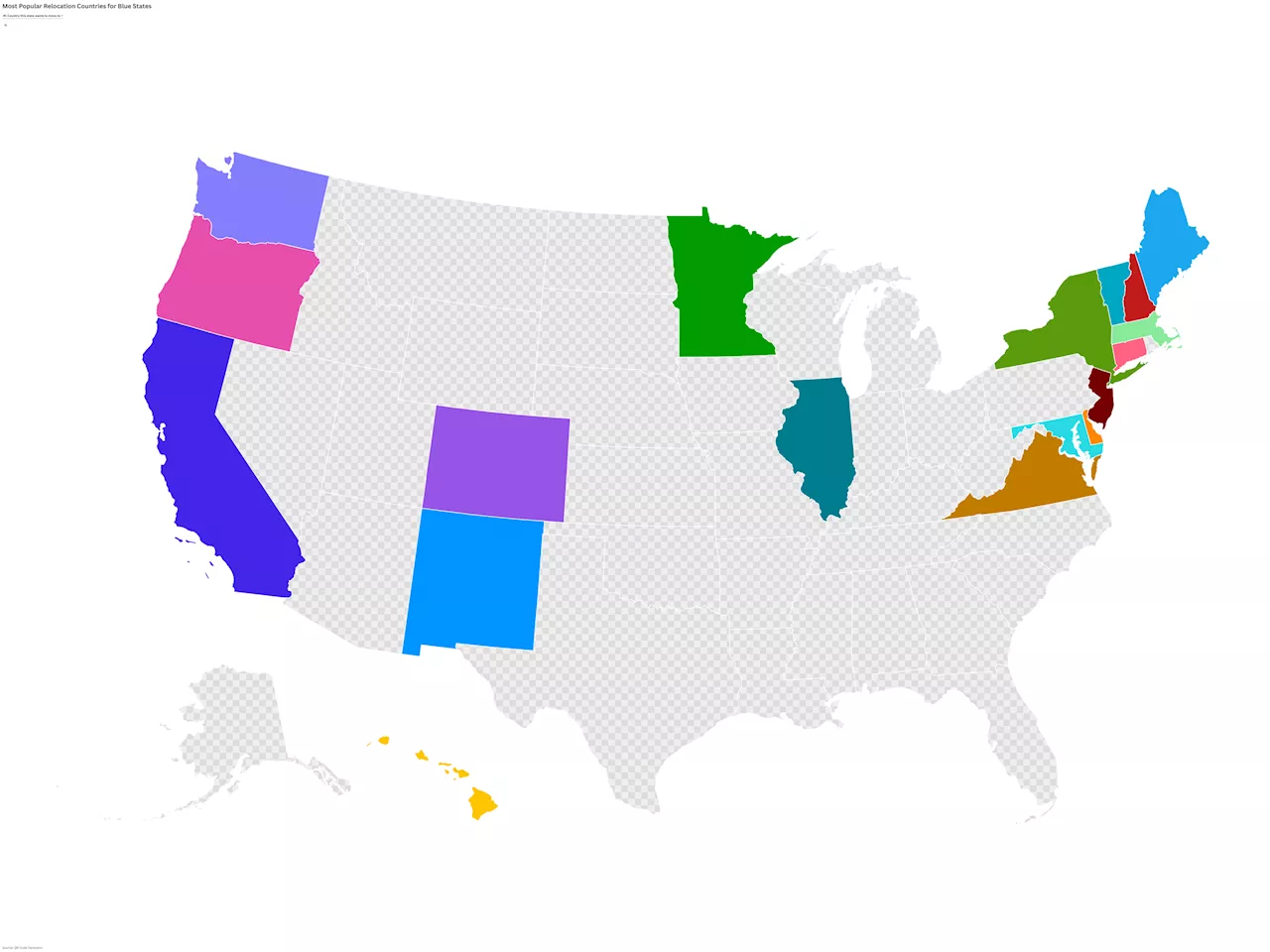 Map Shows Most Popular Relocation Countries for Blue-State Residents