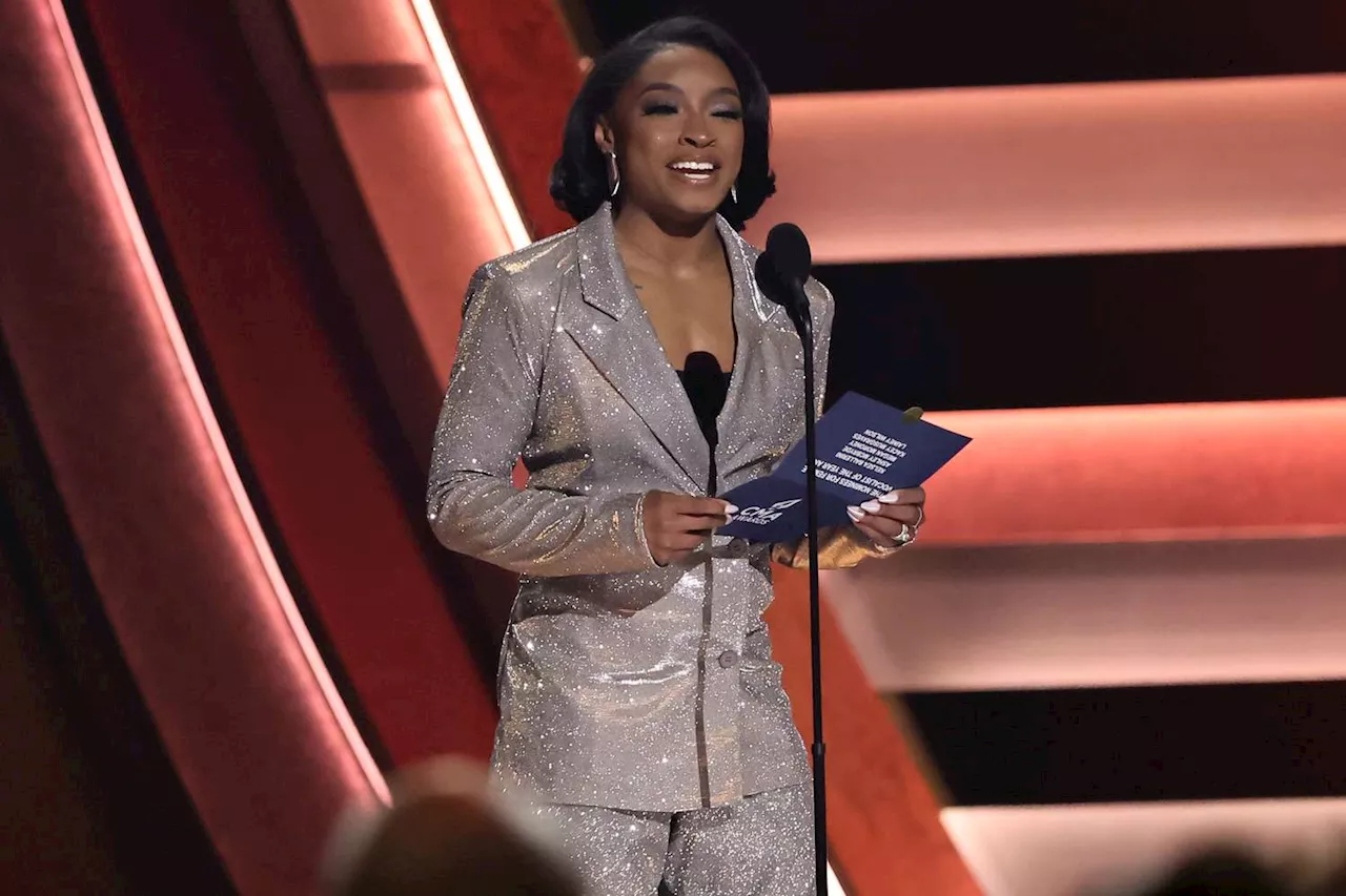 Simone Biles Changes into a $176 Sparkling Suit to Present at the 2024 CMA Awards