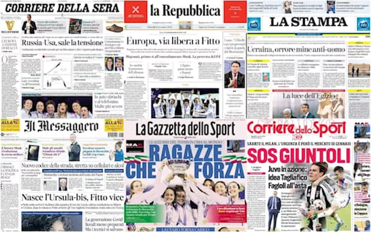 Le prime pagine dei quotidiani di oggi 21 novembre: la rassegna stampa