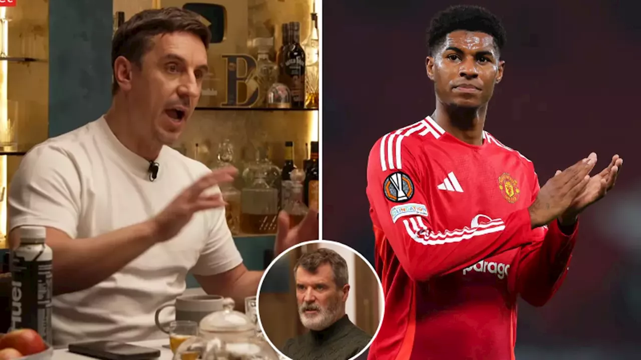 Gary Neville slams Marcus Rashford for 'unprofessional' thing he did during break but Roy Keane disagrees