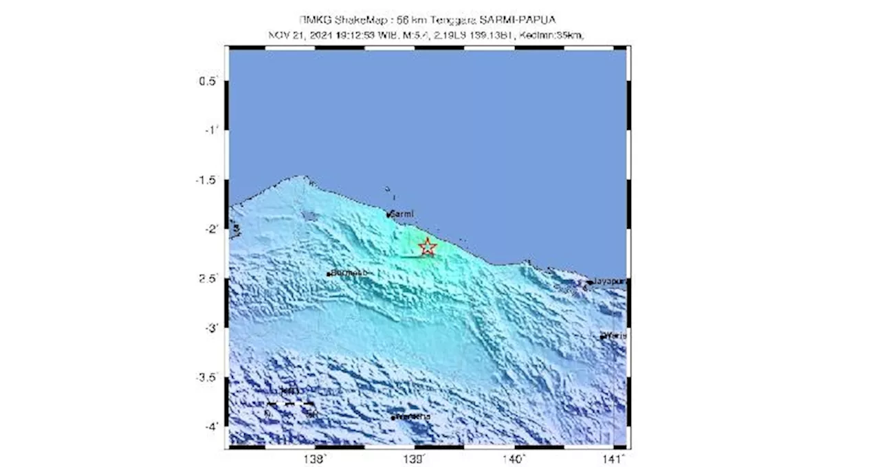 Info Terkini Gempa M5,4 Guncang Sarmi Papua, Tidak Berpotensi Tsunami