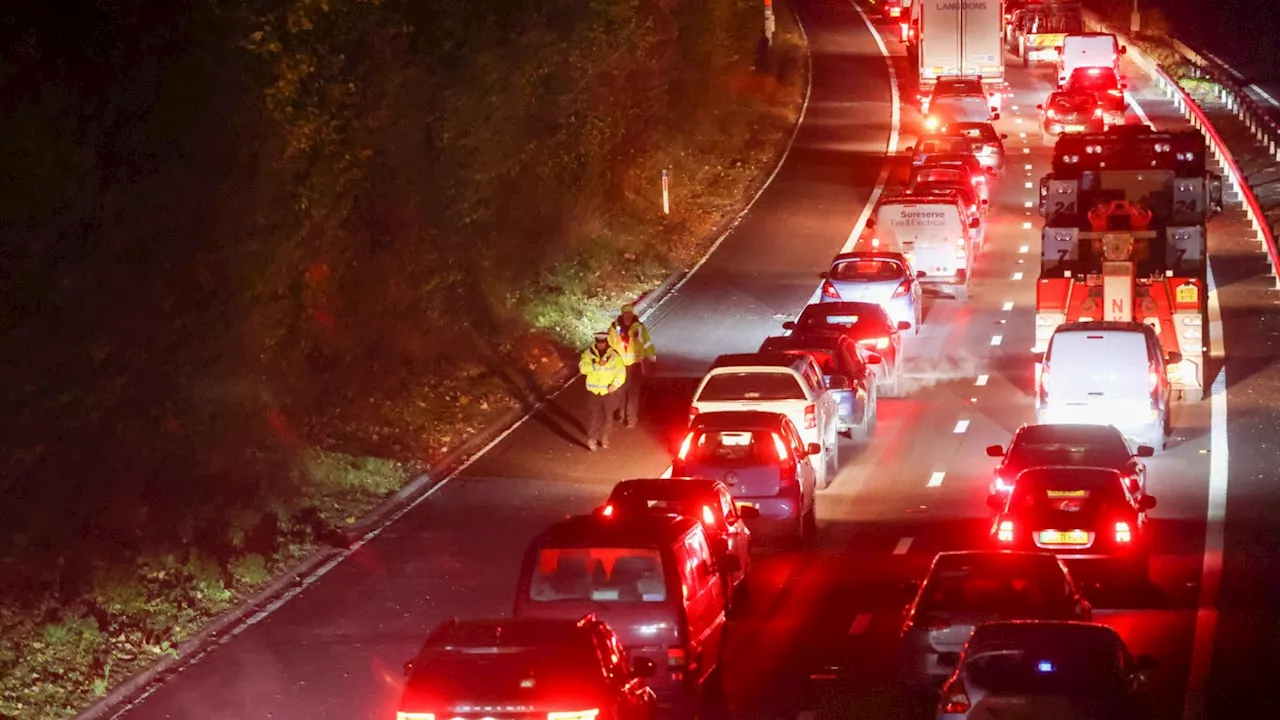 Hundreds of drivers trapped in freezing conditions on M2 after motorway is CLOSED following ‘serious’ col...