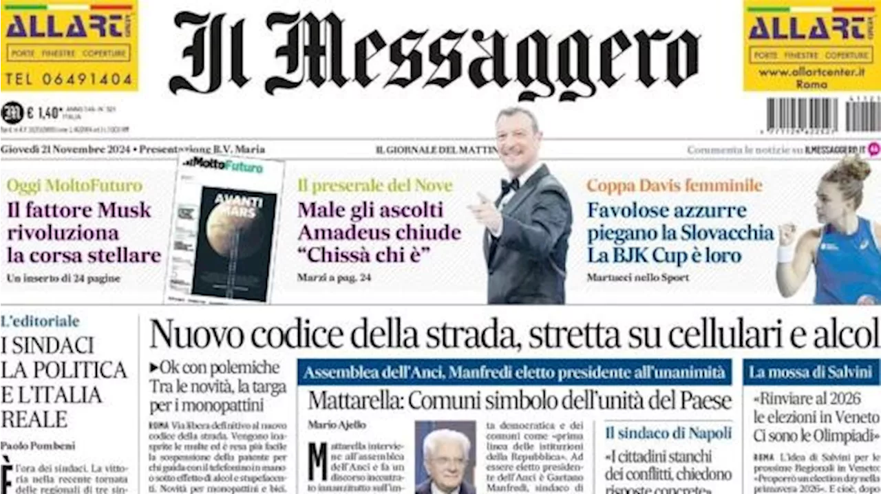 Il Messaggero nella prima sportiva: 'Nuno Tavares e Pedro ko, emergenza Lazio'