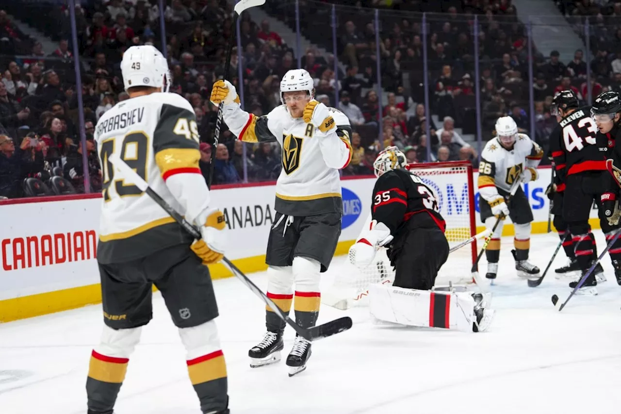 Cassidy earns 400th career win in Golden Knights' 3-2 victory over Senators