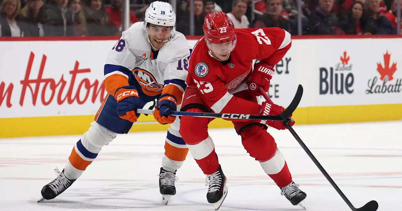 Raymond scores with 51 seconds remaining as Red Wings beat Islanders