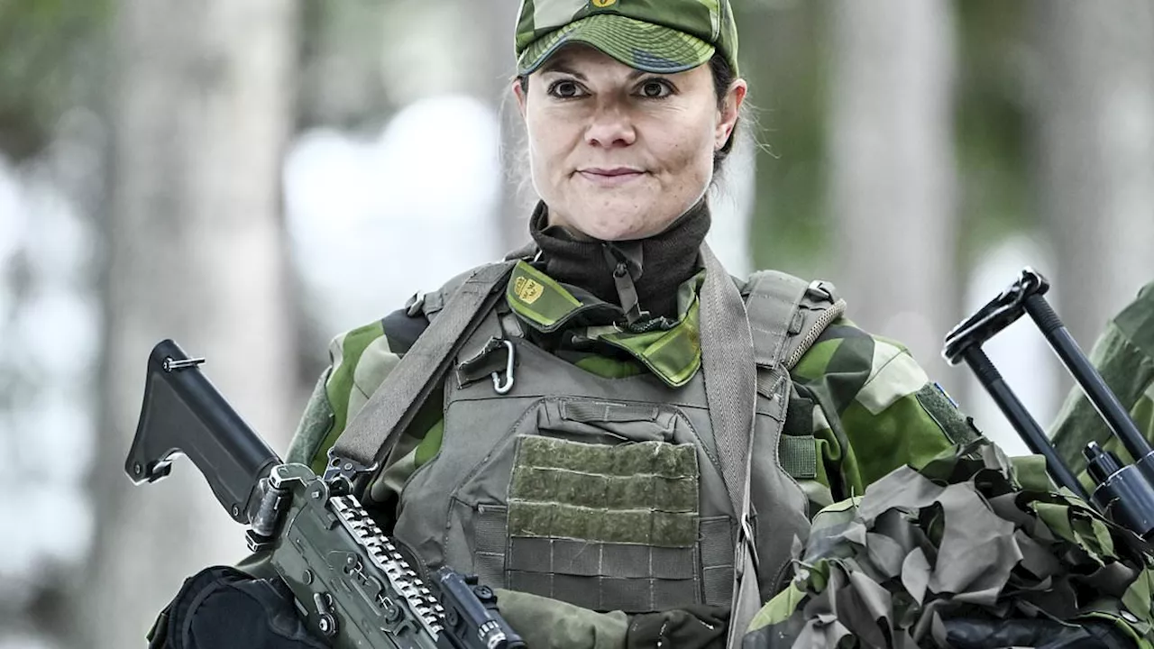 Crown Princess Victoria of Sweden joins Marine Regiment for exercise as she continues special...