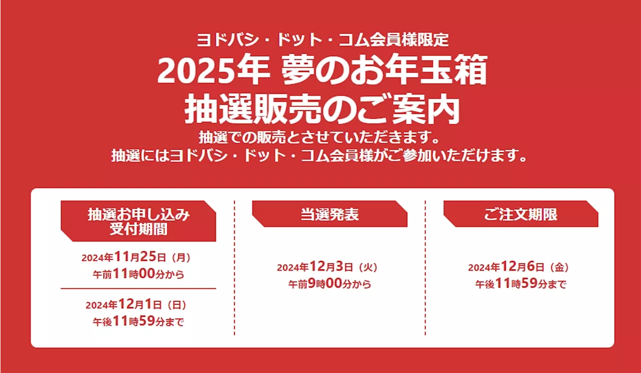 ヨドバシの福袋「2025年 夢のお年玉箱」11月25日11時より抽選受付を開始！