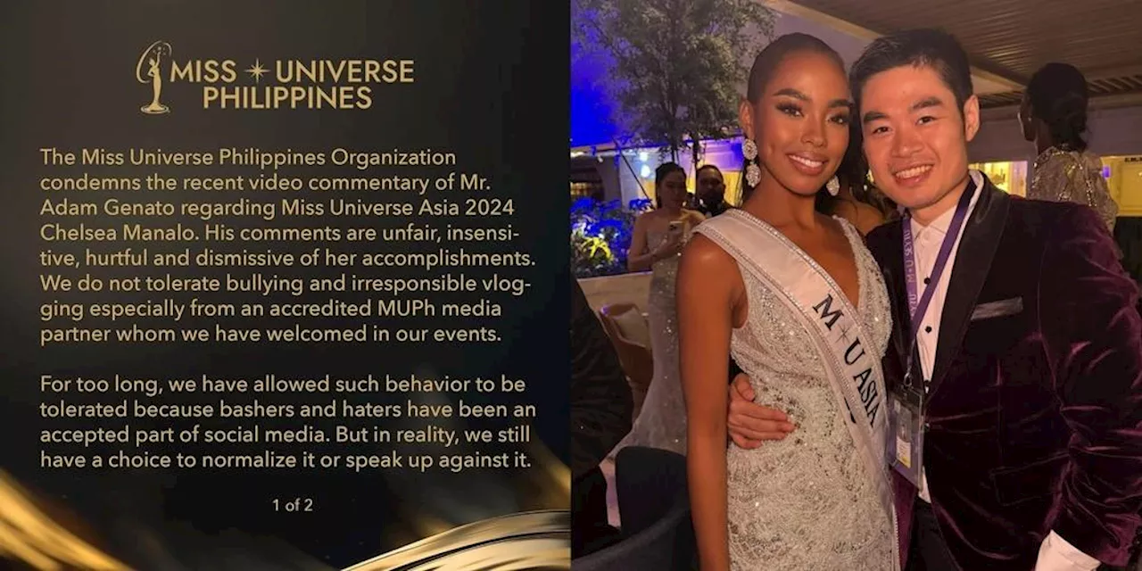 MUPH Organization condemns pageant vlogger's comments vs. Chelsea Manalo; vlogger apologizes