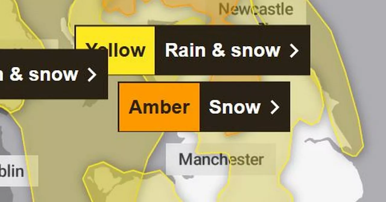 Met Office issue rare amber snow alert for northern England