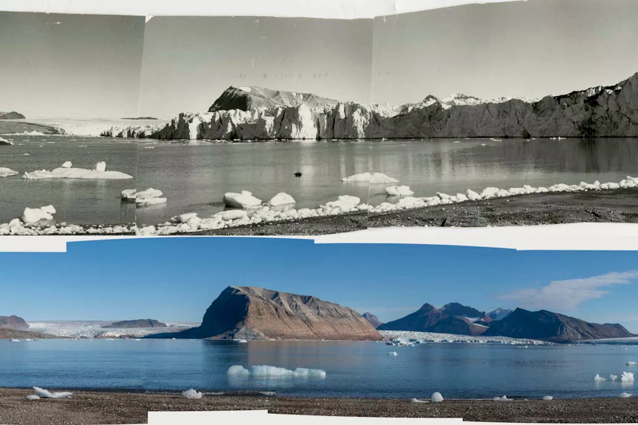 Striking photos highlight the stark reality of Arctic glacier melt