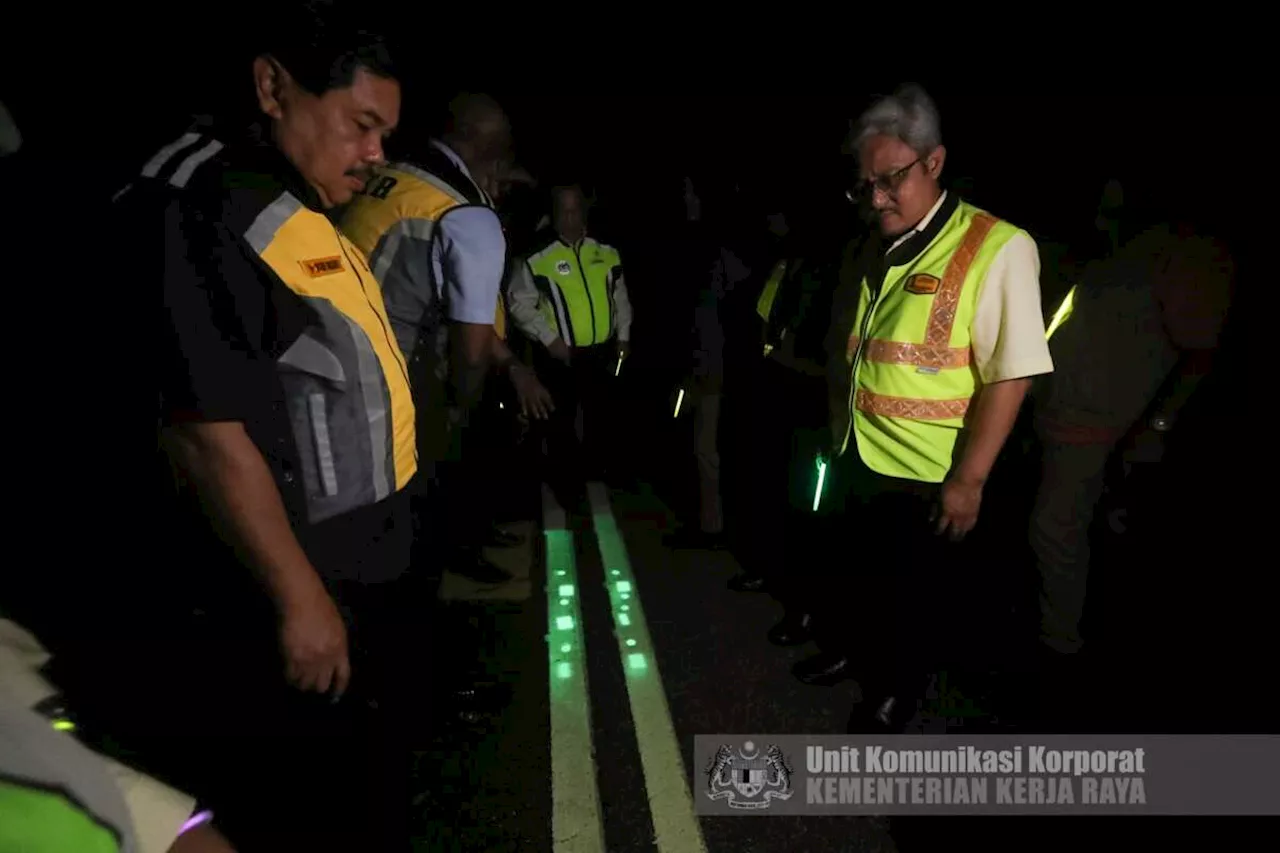 Glow in the dark road markings cost 20 times as much as conventional paint; ministry to study costs, safety