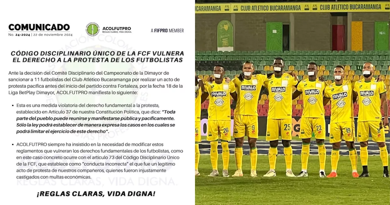 ACOLFUTPRO se pronunció tras la sanción de la Dimayor a los jugadores del Bucaramanga