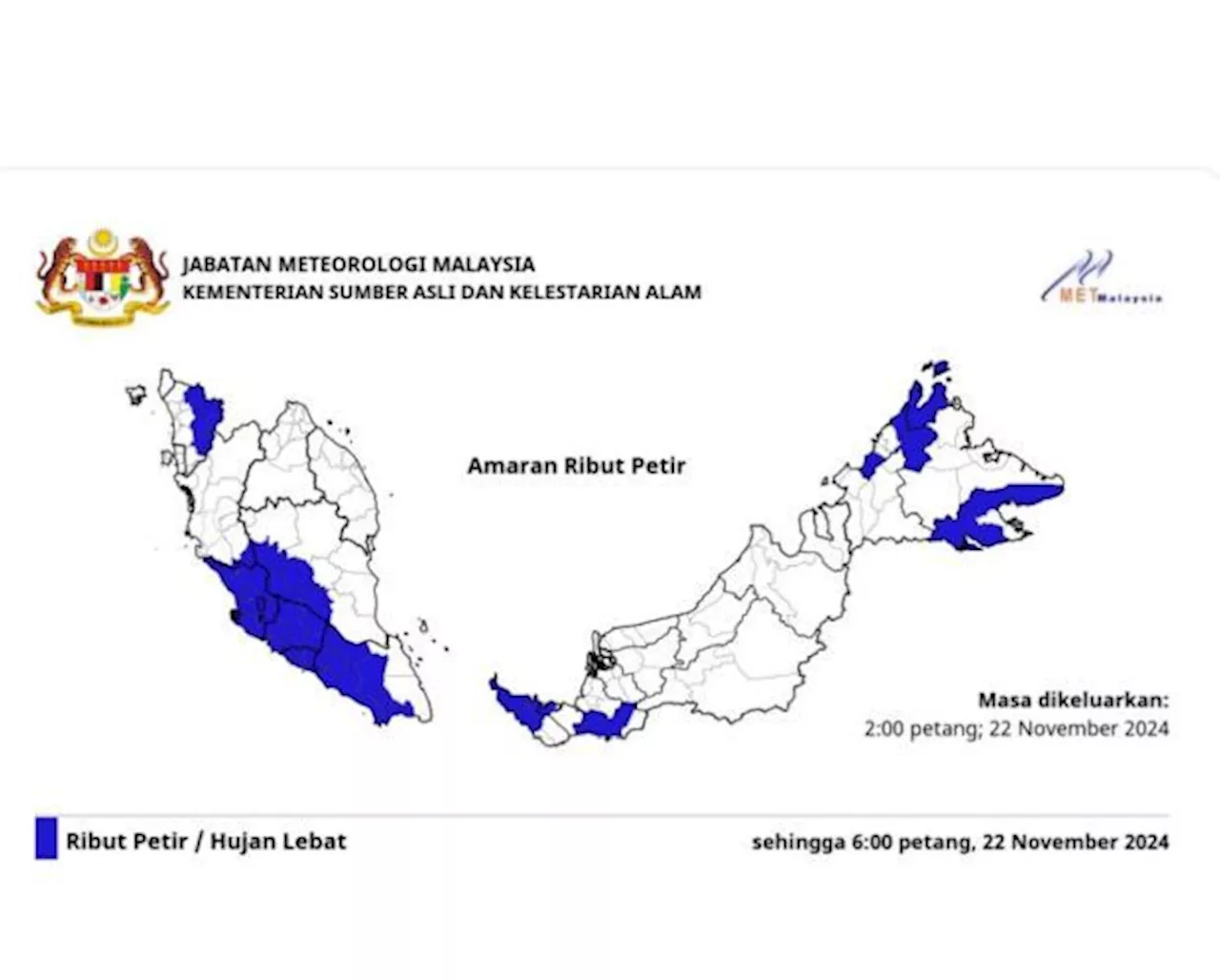 MetMalaysia issues thunderstorm warning in nine states till 6pm today