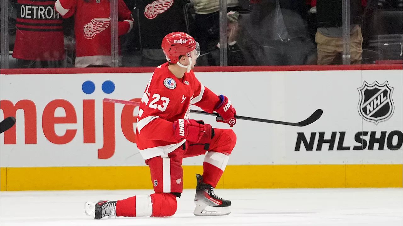 Raymond scores with 51 seconds remaining as Red Wings edge Islanders