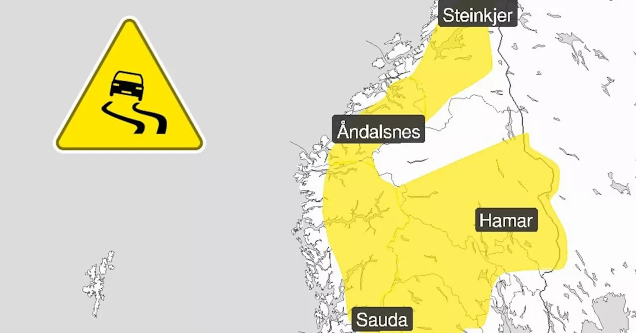 Fare for is og vanskelige kjøreforhold i store deler av Sør-Norge søndag