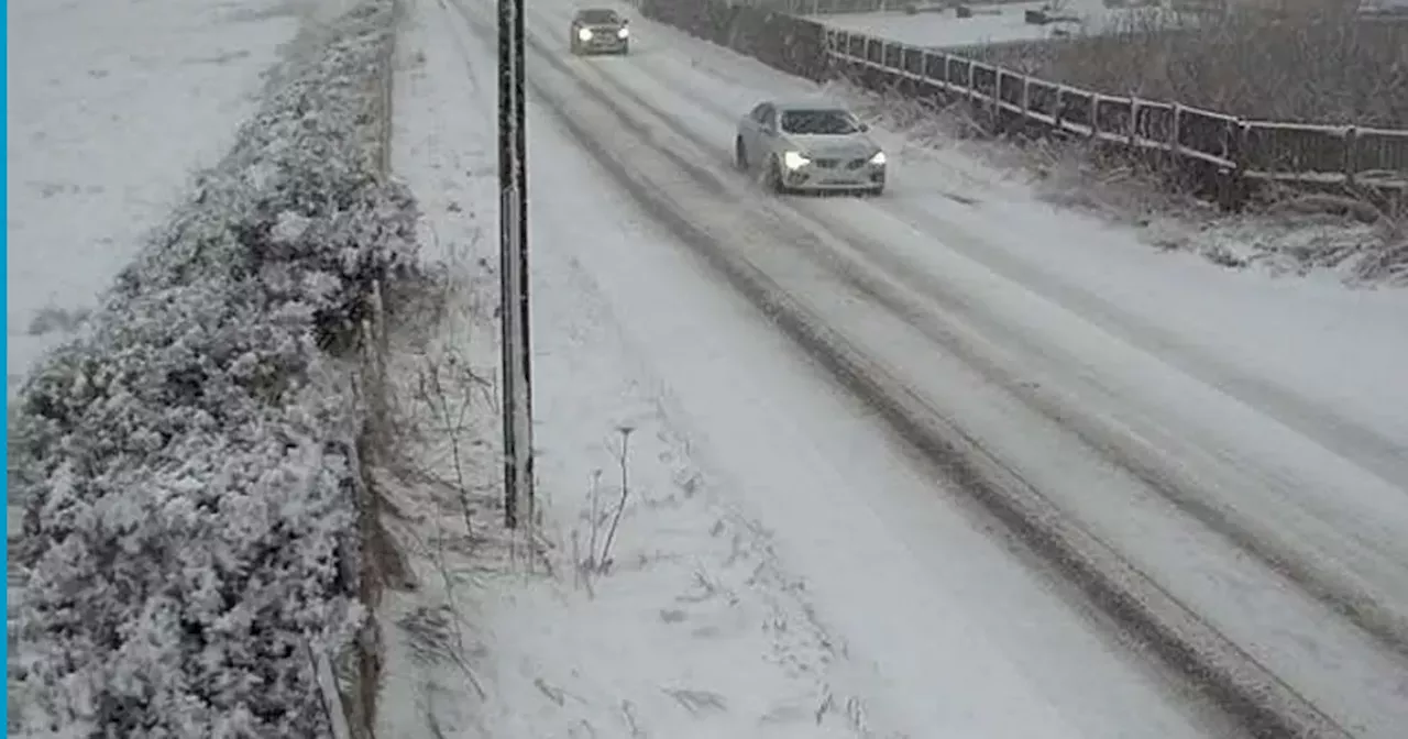 Five car crash leaves Scots road closed as Storm Bert brings snow and wind warnings