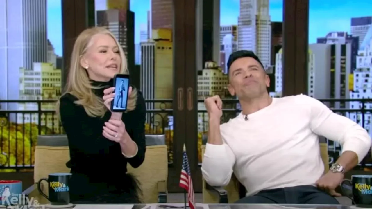 Kelly Ripa shows off 'unauthorized' nearly nude photo of husband Mark Consuelos on her phone