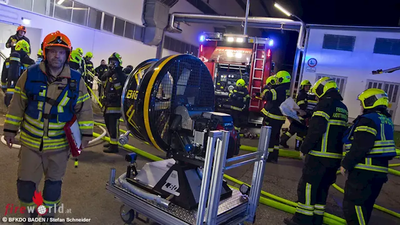 Nö: Alarmstufe B3 bei Maschinenbrand in Gewerbebetrieb in Schönau a.d.Triesting