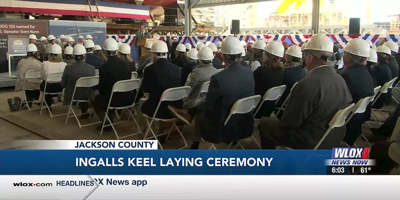 Former U.S. Senator honored at DDG 133 Keel Laying at Ingalls Shipbuilding