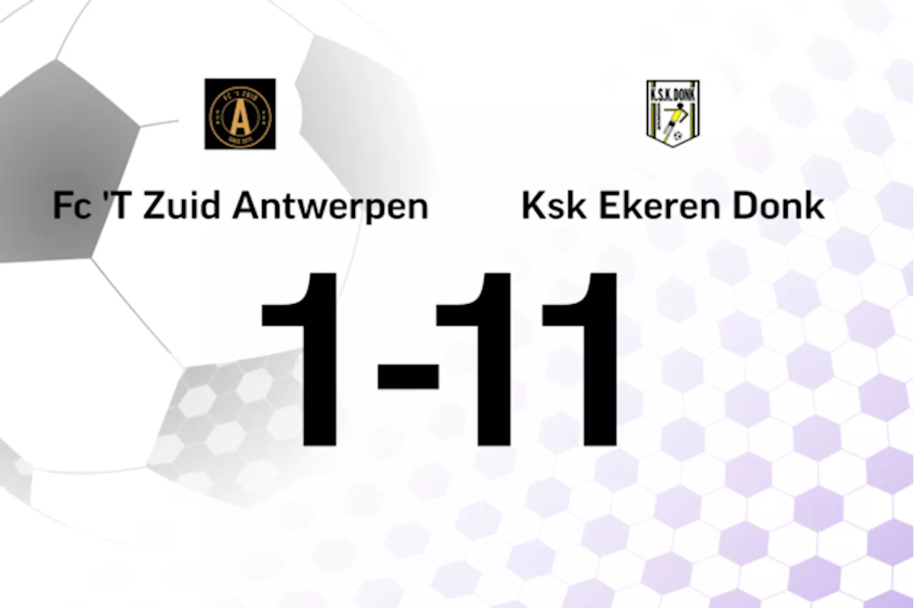 Buitengewoon veel doelpunten bij Ekeren Donk B tegen FC 'T Zuid Antwerpen