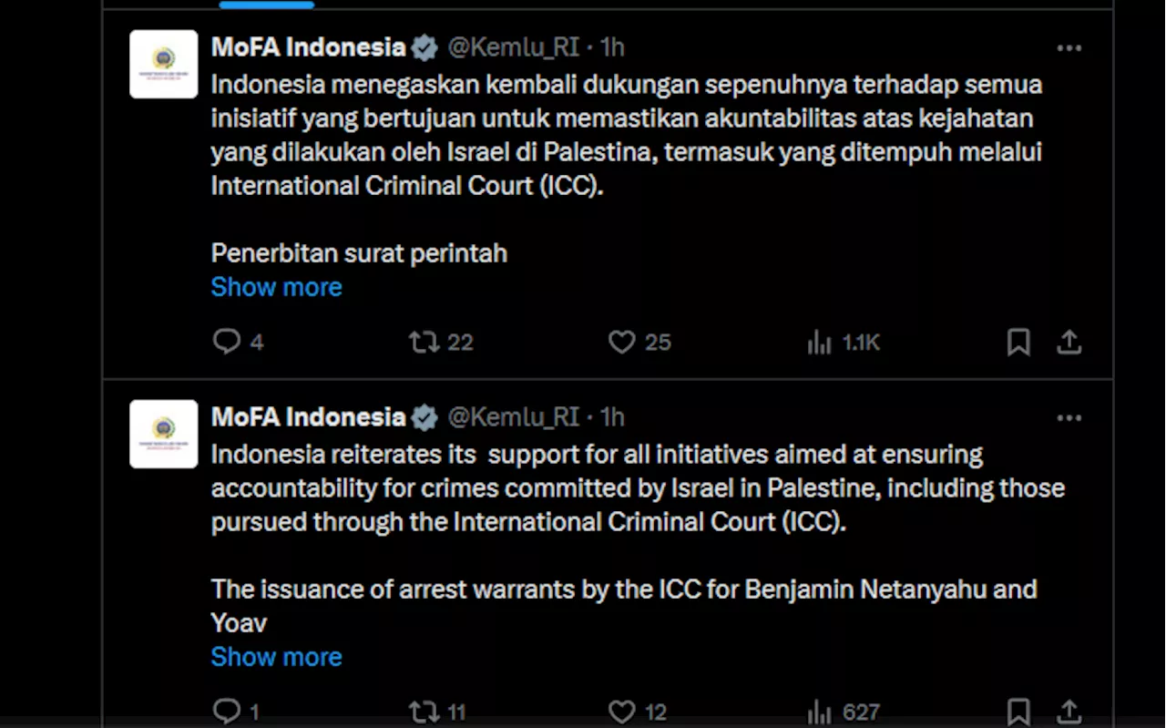 Indonesia Dukung Penangkapan PM Israel Benjamin Netanyahu