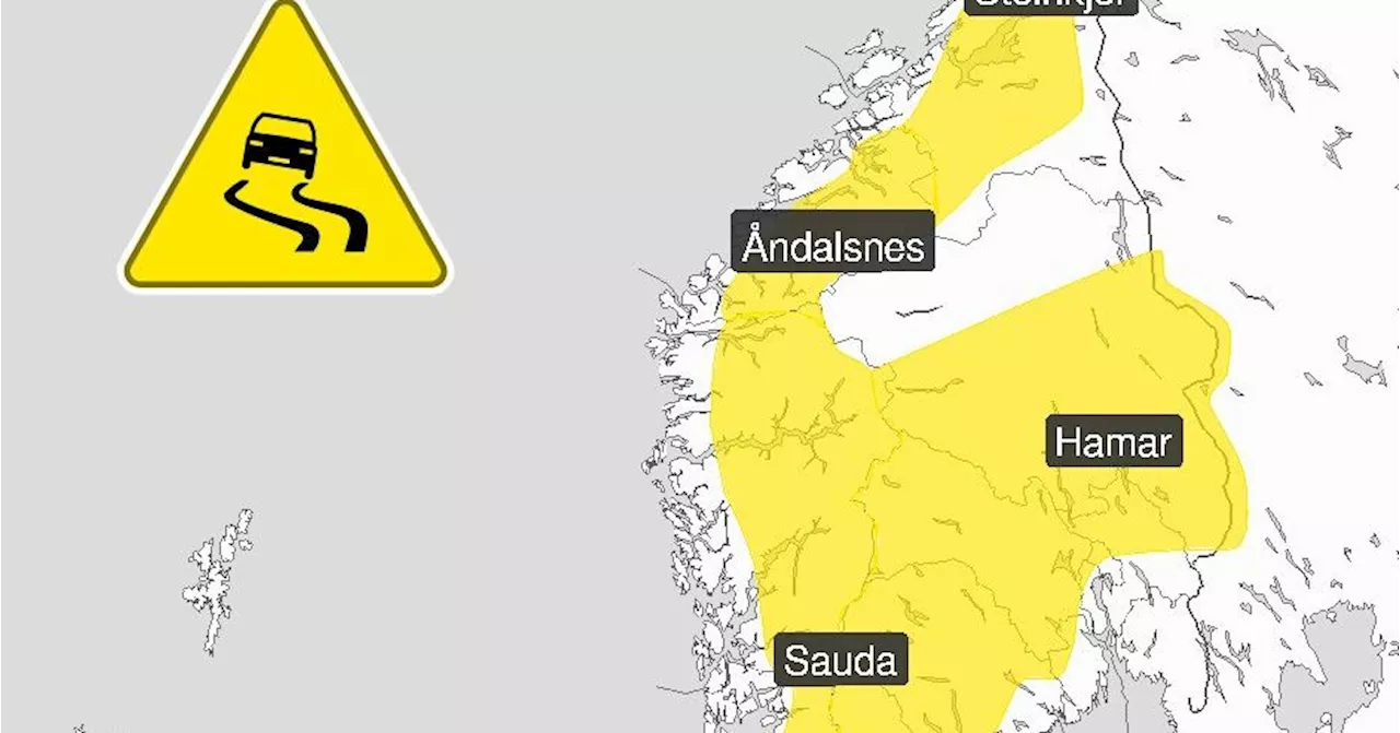 Fare for is og vanskelige kjøreforhold i store deler av Sør-Norge søndag