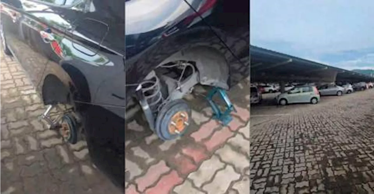 Car owner shocked to find two tyres and rims stolen at Pangkor island jetty parking