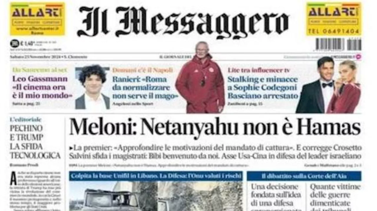 Il Messaggero apre con le parole di Ranieri: 'Roma da normalizzare, non serve il mago'