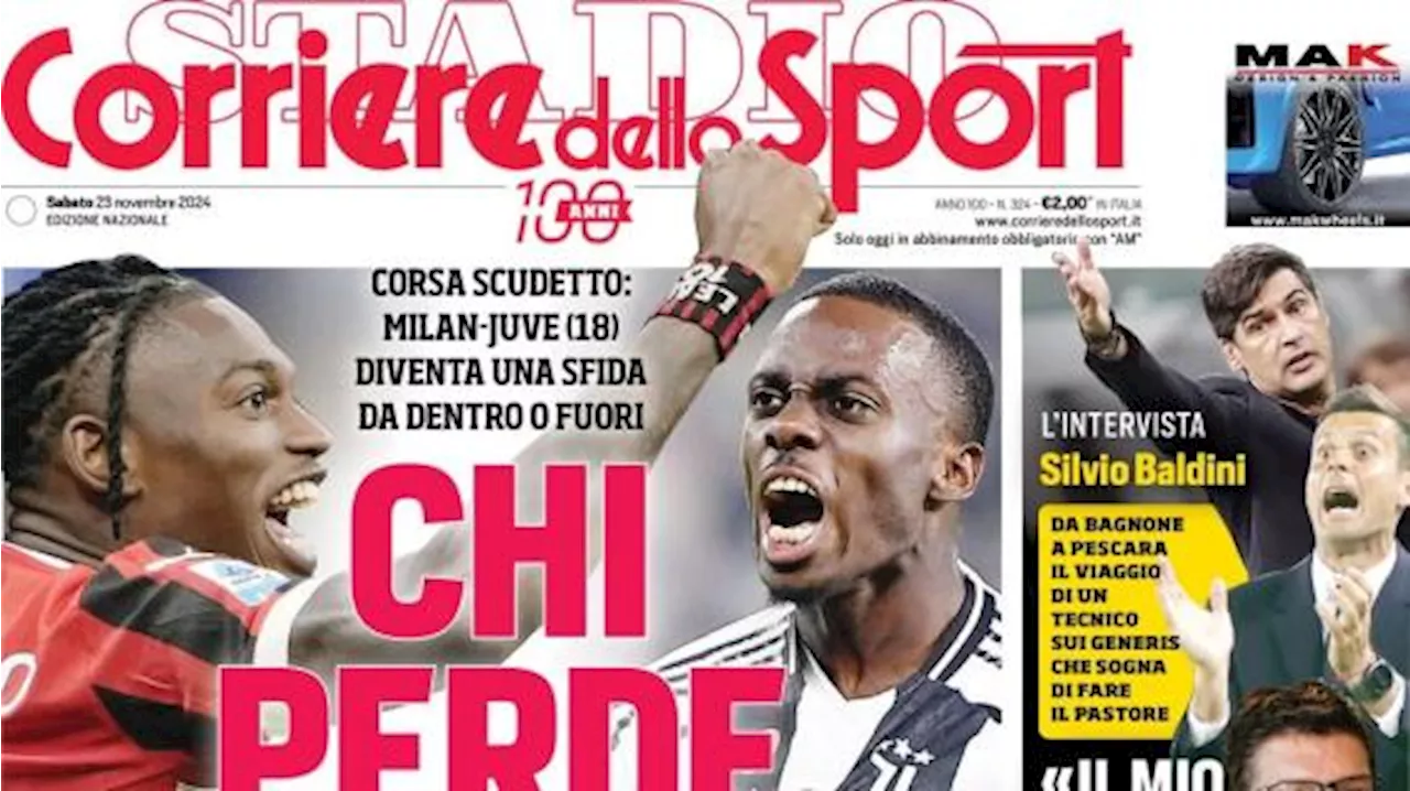 L'apertura del Corriere dello Sport su Milan-Juve: 'Chi perde paga'