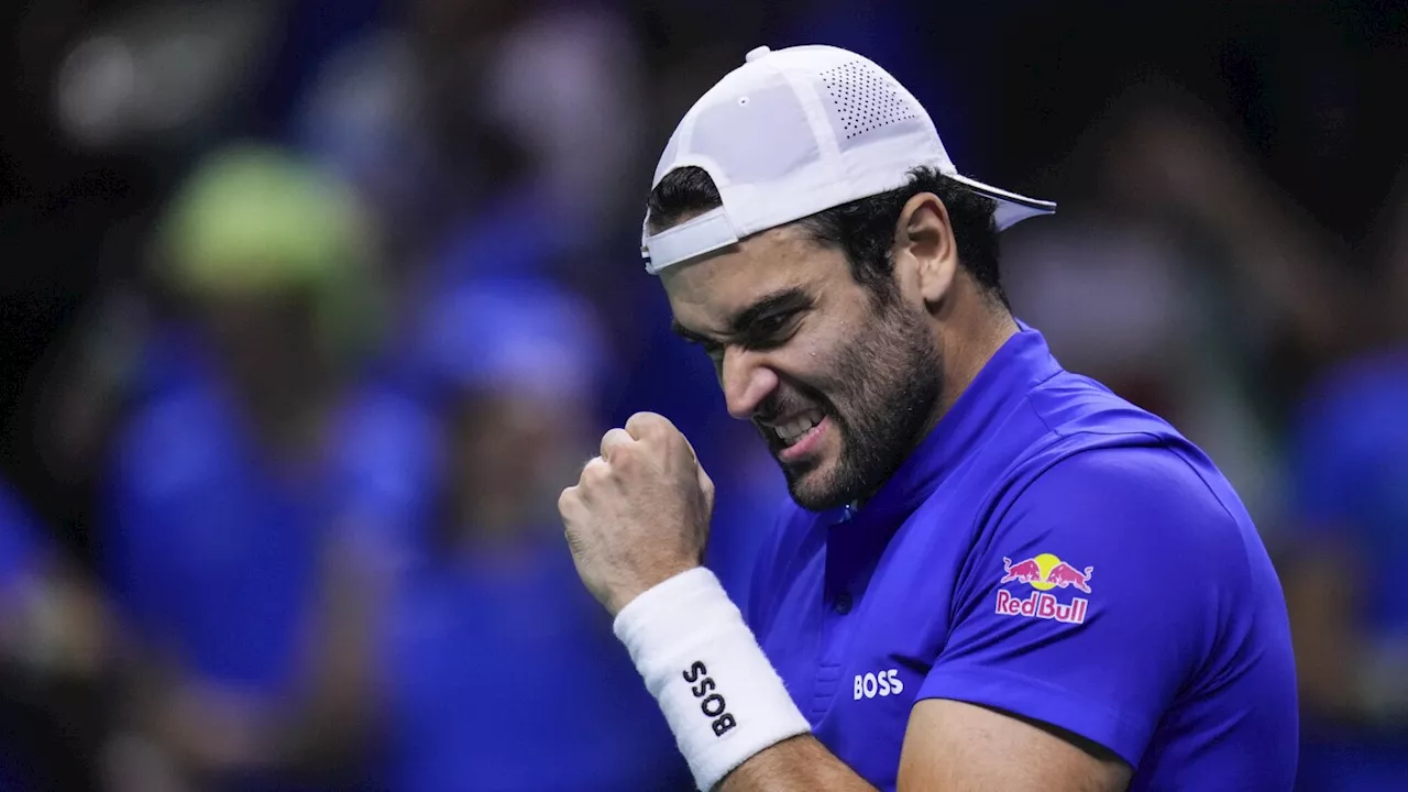 Matteo Berrettini gives Italy a 1-0 lead over the Netherlands in the Davis Cup final