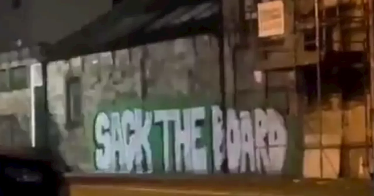 Raging Hibs fans demand board are sacked with spray paint protest